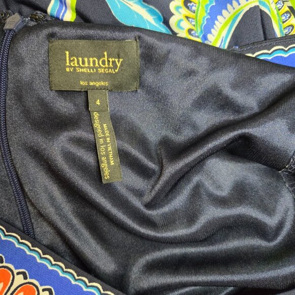 Laundry by Shelli Segal Three Quarter Sleeve Square Neck Printed Dress Size 4 - Picture 10 of 13